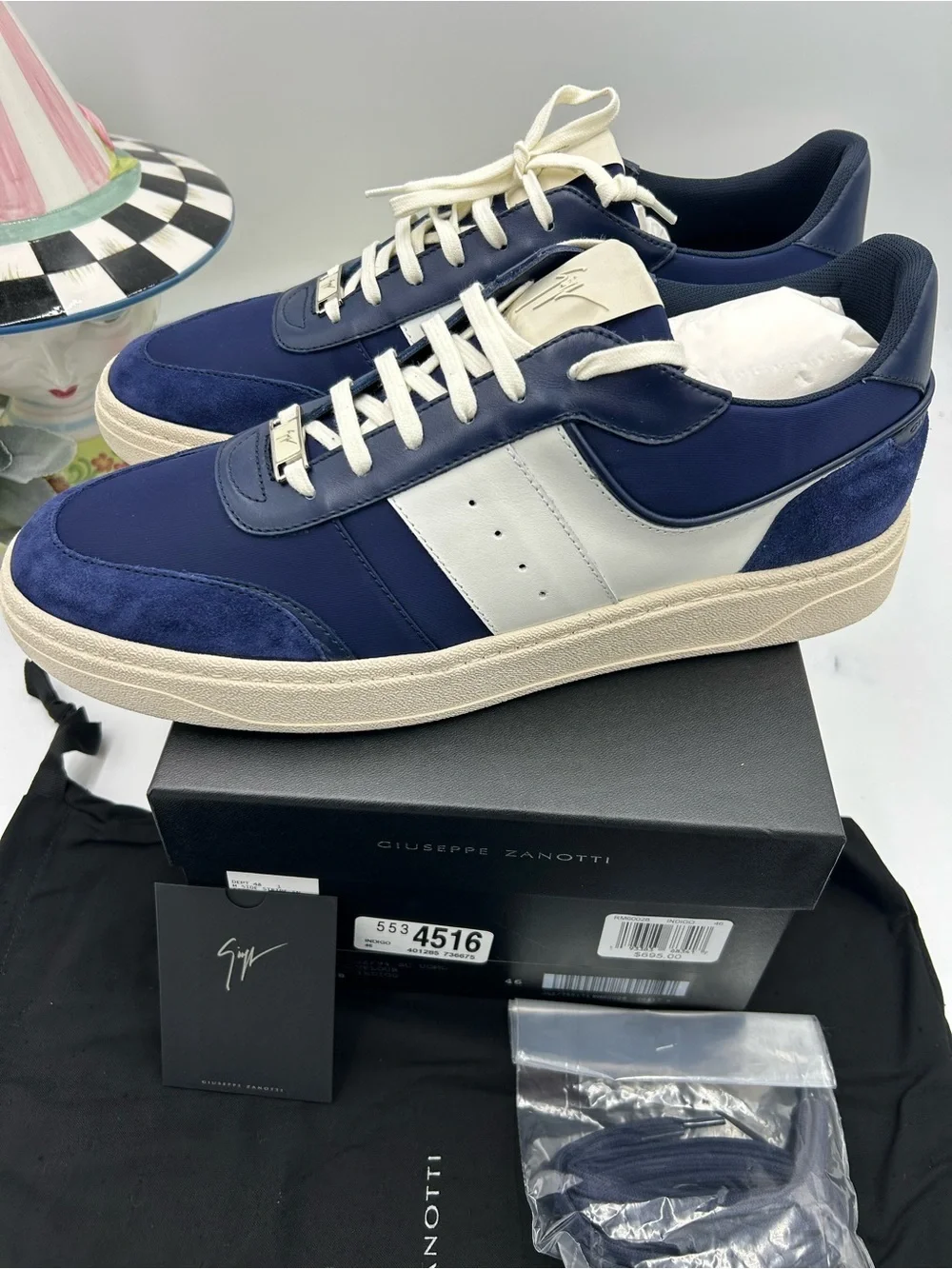 Men's Giuseppe Zanotti, GZ nitro, leather and suede sneakers size 46 made Italy